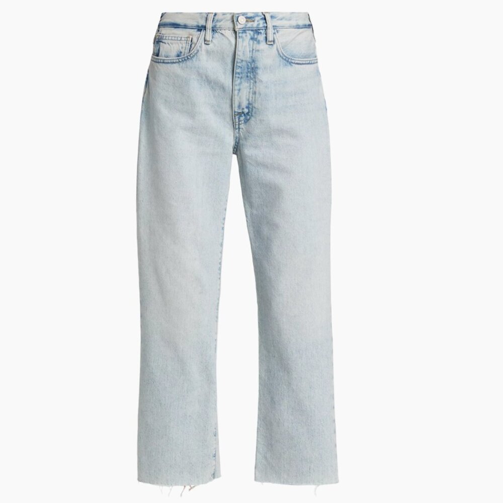 FRAME Le Jane Crop High Rise Straight Luster Light Blue Denim Jeans Size 32 NEW - Picture 13 of 16